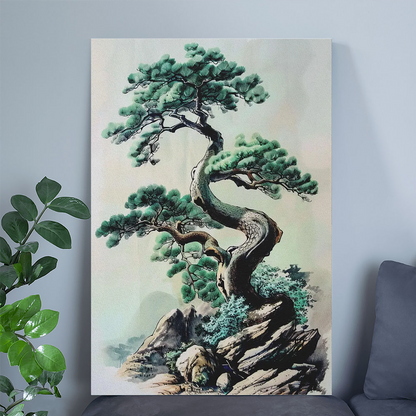 Japanese Bonsai Wall Art Poster, Japanese Tree Art Print, Surreal Tree Art, Modern Japanese Wall Decor Bonsai Tree Print
