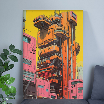 Retro-Futuristic Art Print | Cyberpunk Architecture | Sci-Fi Poster