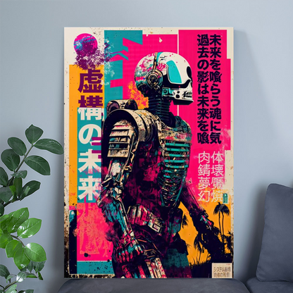 Cyberpunk Neon - Japanese Robot Poster