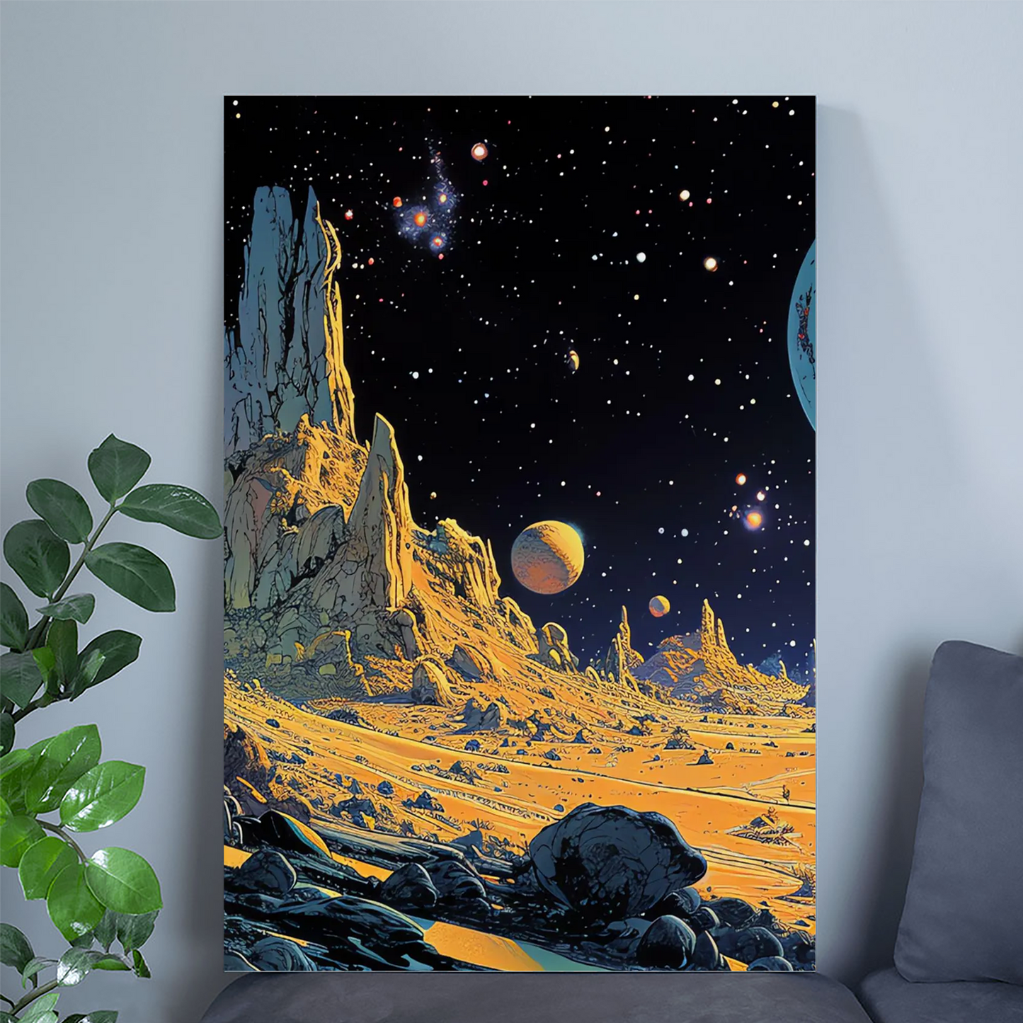 Alien Landscape | Moebius Inspired Style | Space Art Poster | Sci-Fi Artwork