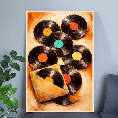 Mid Century Modern Vinyl Record Art, Retro Geometric Music Poster, Printable Wall