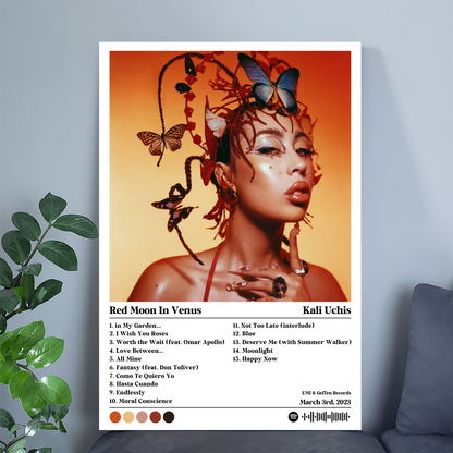Kali Uchis Red Moon In Venus Album Cover Poster Wall Art Size 24''x36''