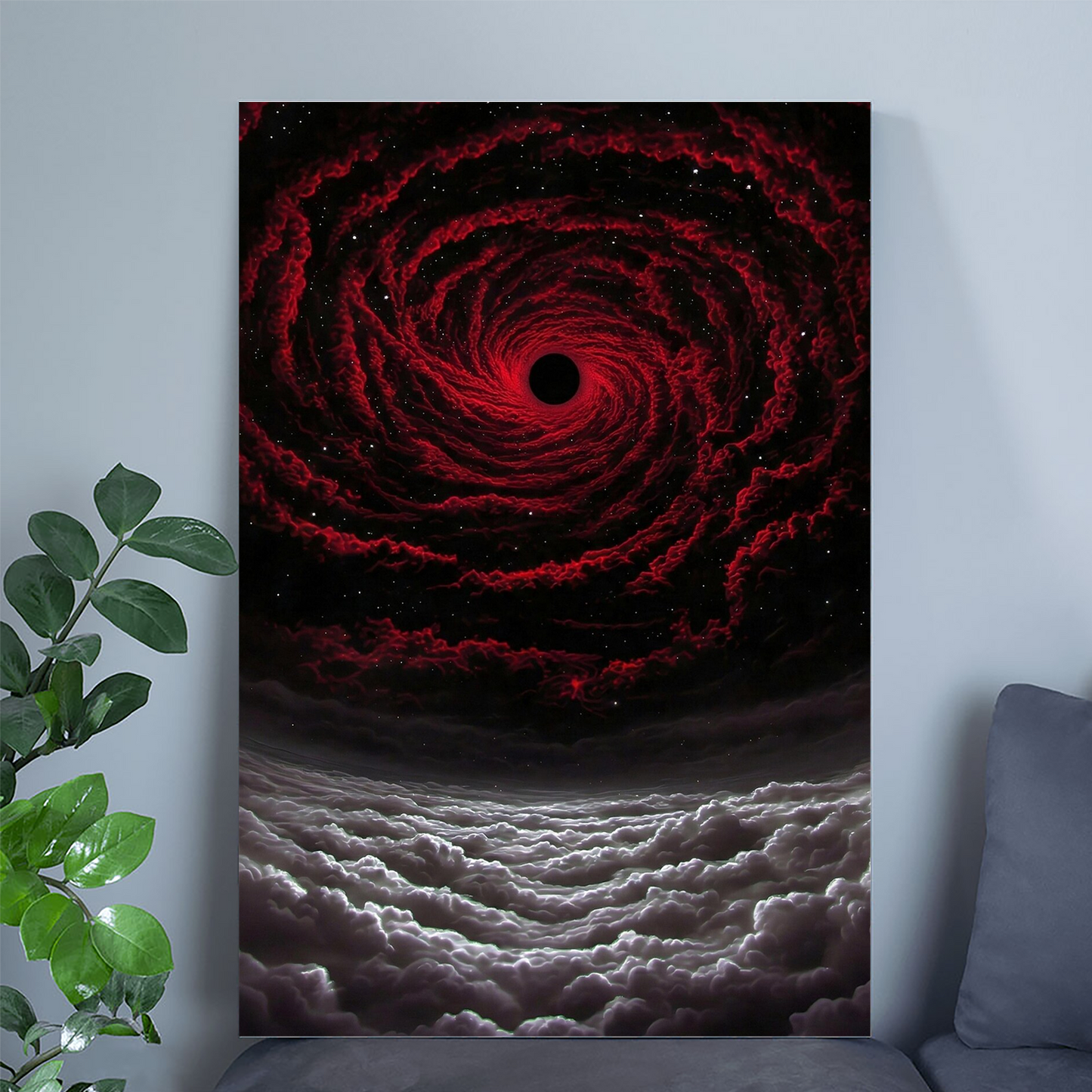 Black Hole Poster, Red Nebula Wall Art, Dark Space Decor