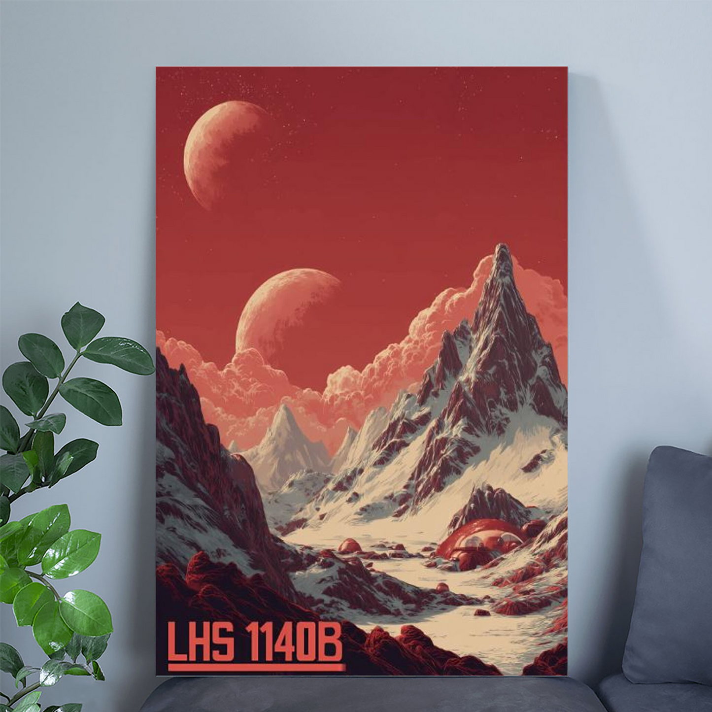 Futuristic LHS 1140B Travel Poster Retro Futurism Sci Fi Super Earth Illustration Space Colony Alien Landscape Retro Cosmic Style 1 Wall Poster