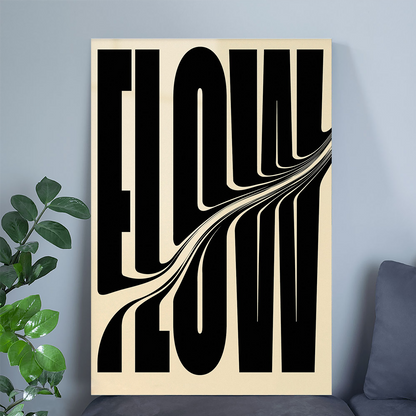 Flow Typography Print: Black White Bold Letter Art, Minimalist Room Decor