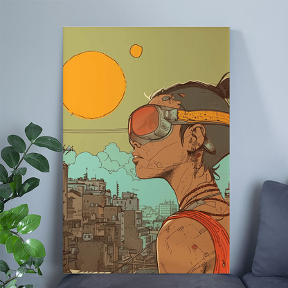 Retro Cyberpunk Futuristic City Poster - Sci-Fi Style Art Print with Urban Vibe