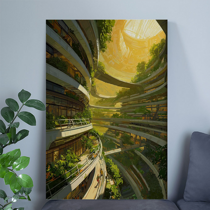 Futuristic Eco City Art Print - Biophilic Sci-Fi Architecture