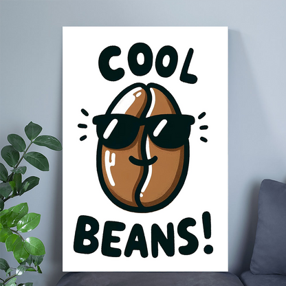 Chic 'Cool Beans!' Poster – Stylish Coffee Bean Illustration, Perfect for Modern Home Decor & Crafts