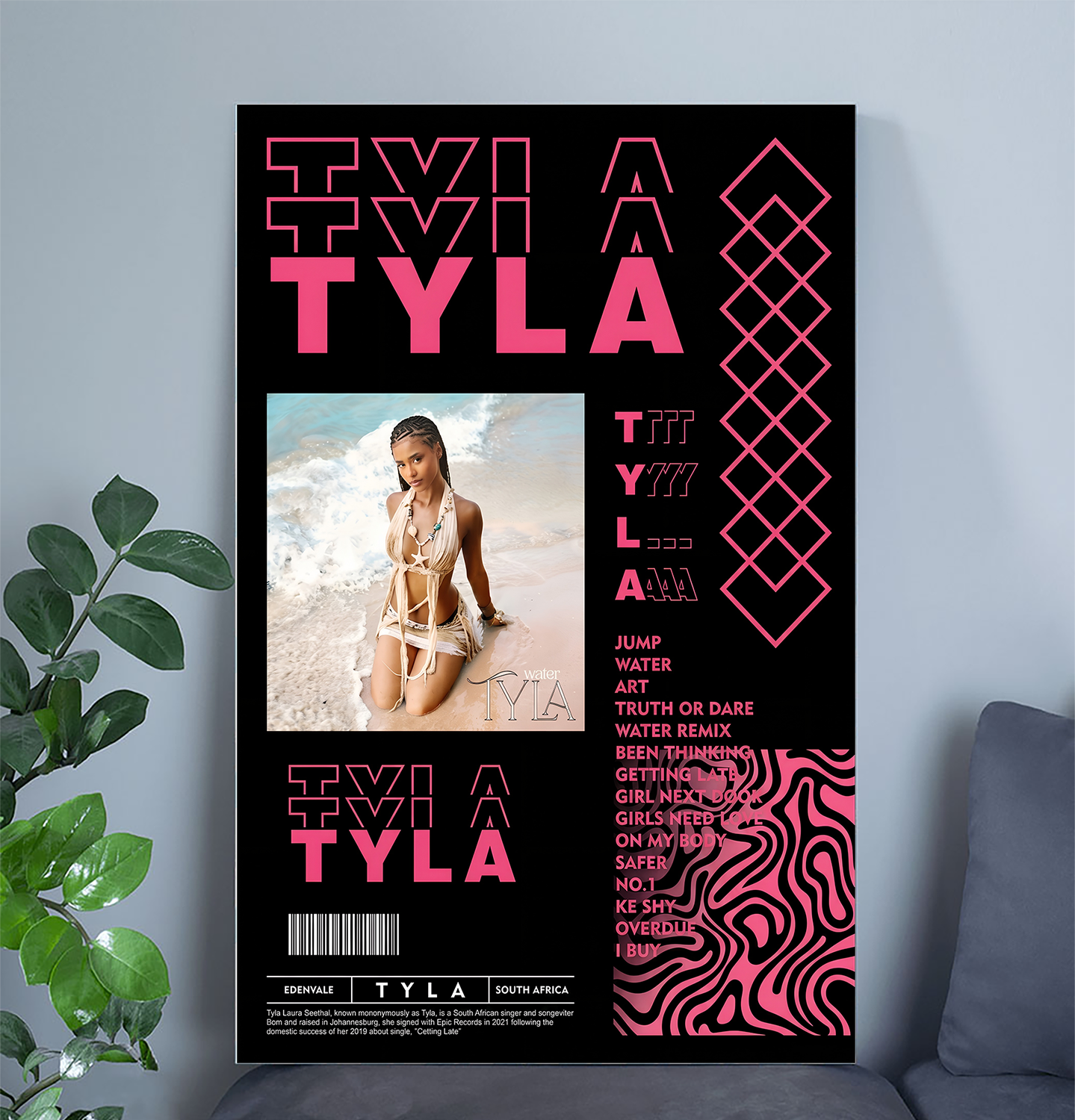 Tyla Biography Decor Poster, One Sheet Wall Size 24''x36''