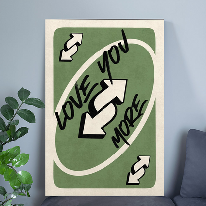 Love You More Poster, Green Retro Wall Art Poster Size 24''x36''