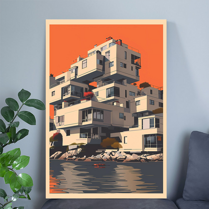 Brutalism Art Print | Brutalist Architecture | Wall Art | Minimalist illustration | Expo 67 Vintage Poster