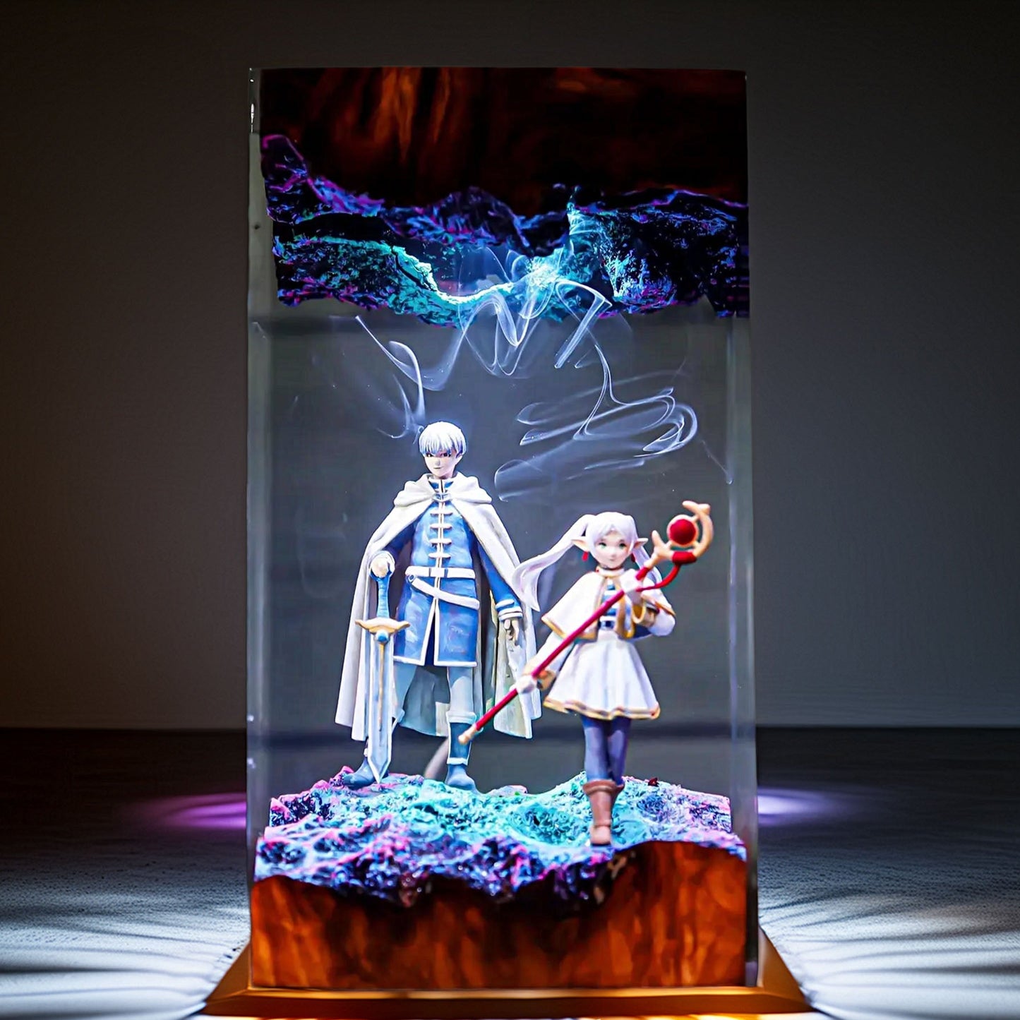 Hero Companion And Elven Mage Resin Lamp