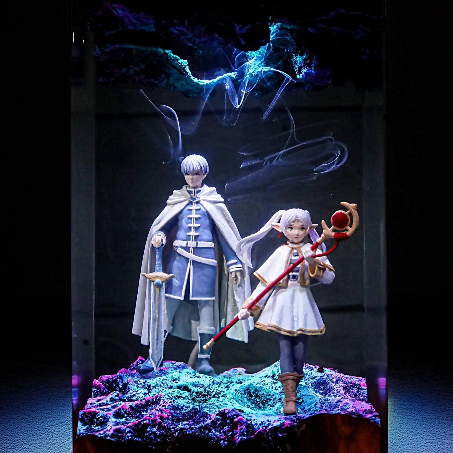 Hero Companion And Elven Mage Resin Lamp