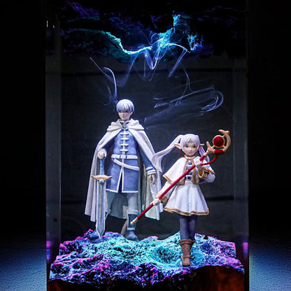 Hero Companion And Elven Mage Resin Lamp