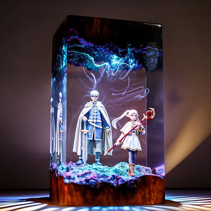 Hero Companion And Elven Mage Resin Lamp