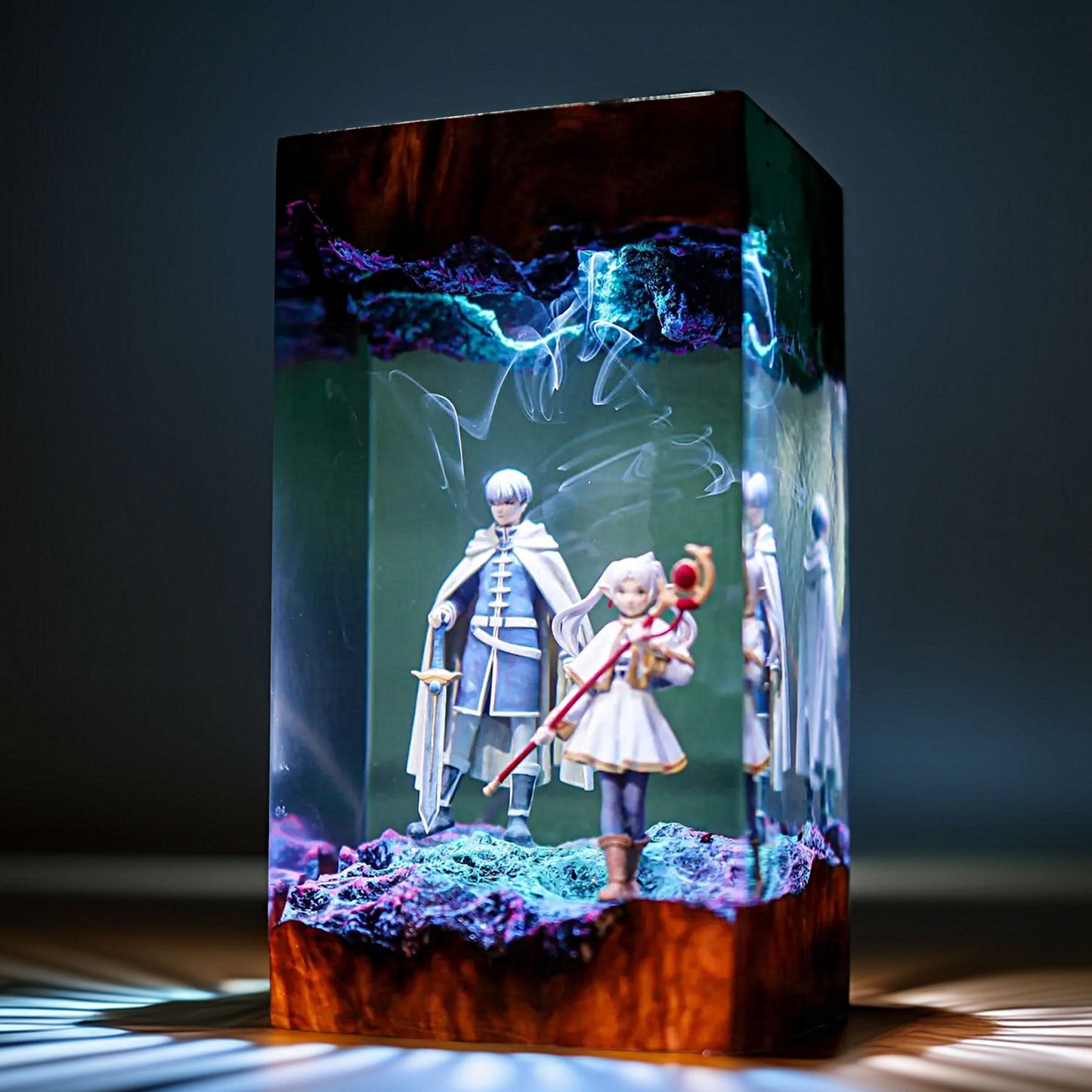 Hero Companion And Elven Mage Resin Lamp
