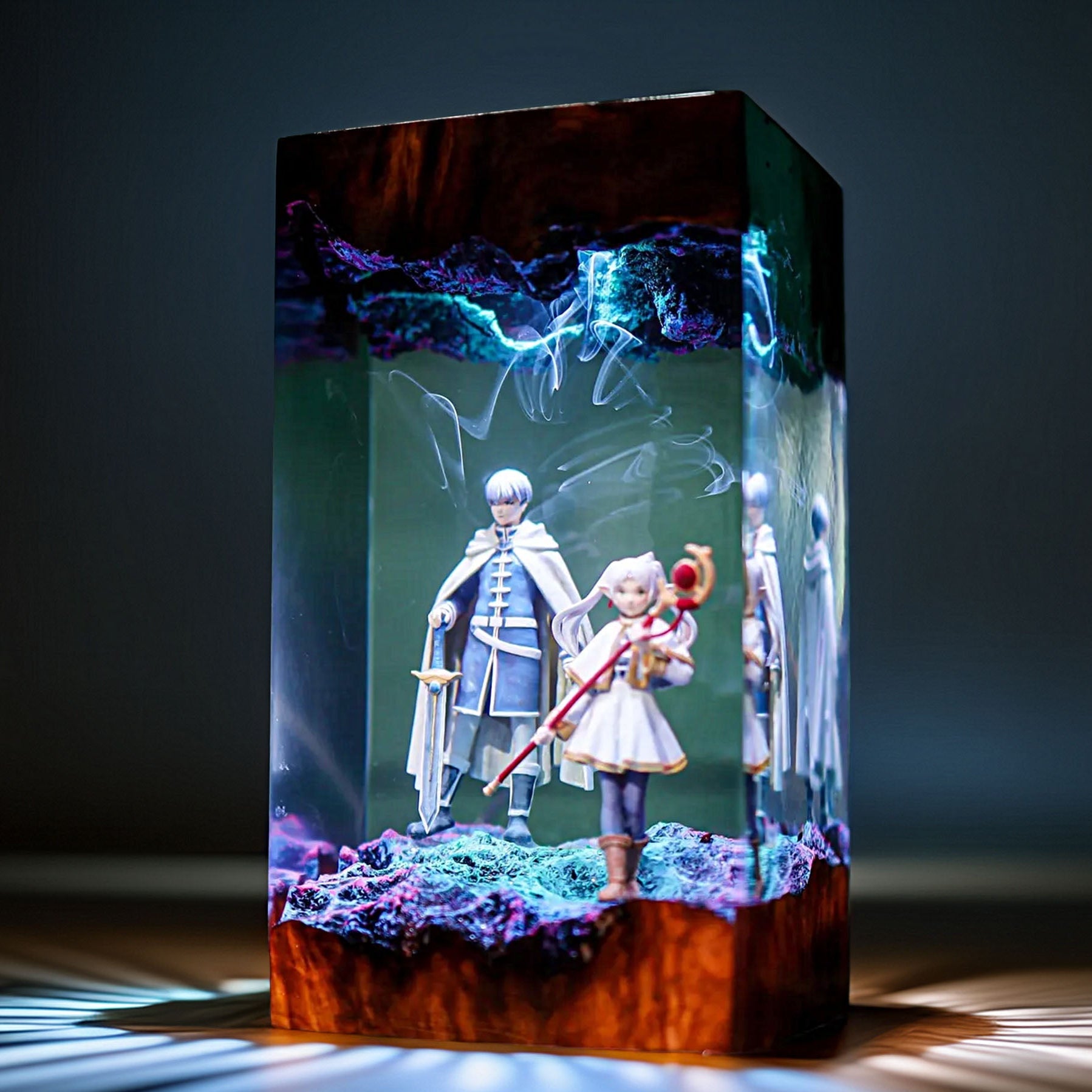 Hero Companion And Elven Mage Resin Lamp