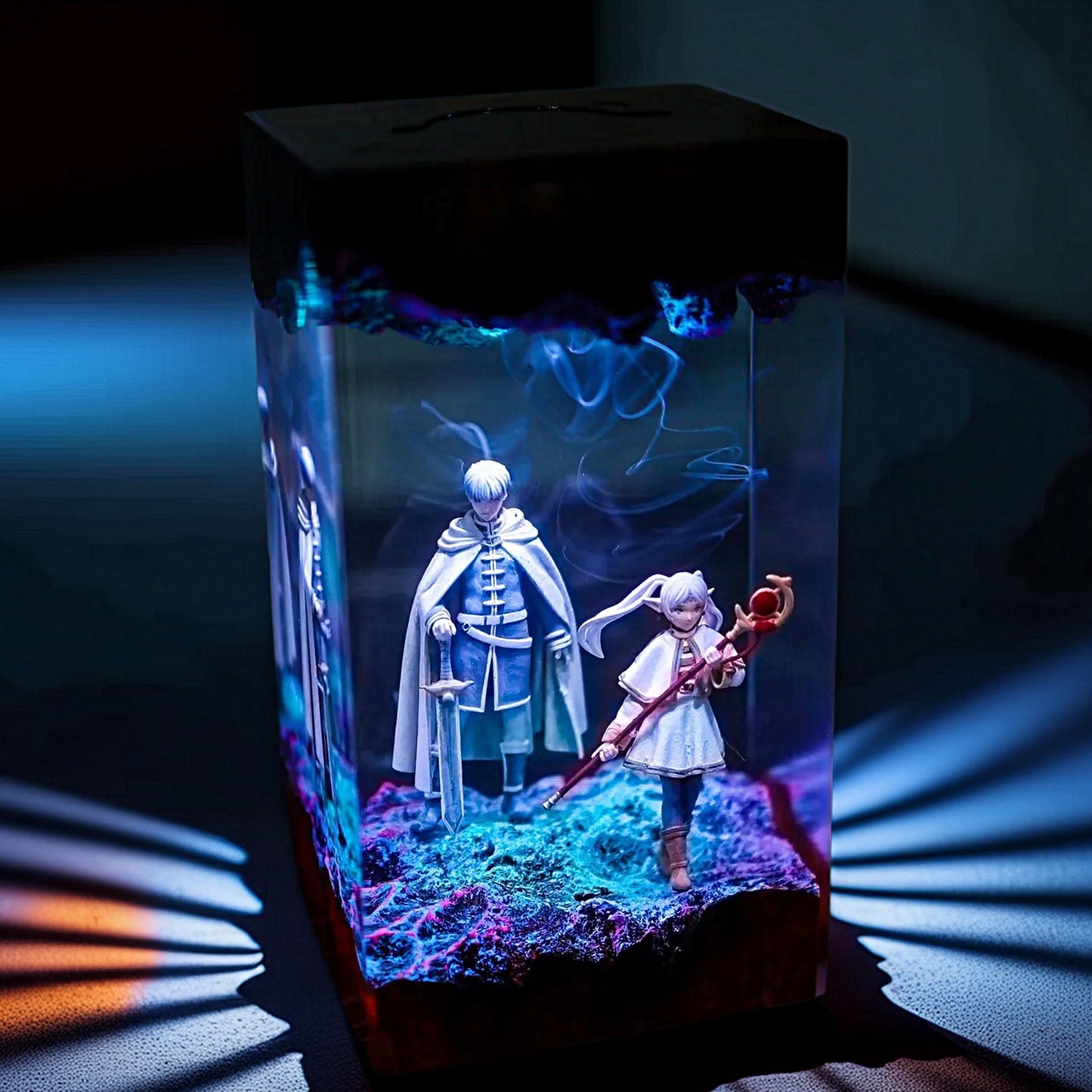Hero Companion And Elven Mage Resin Lamp