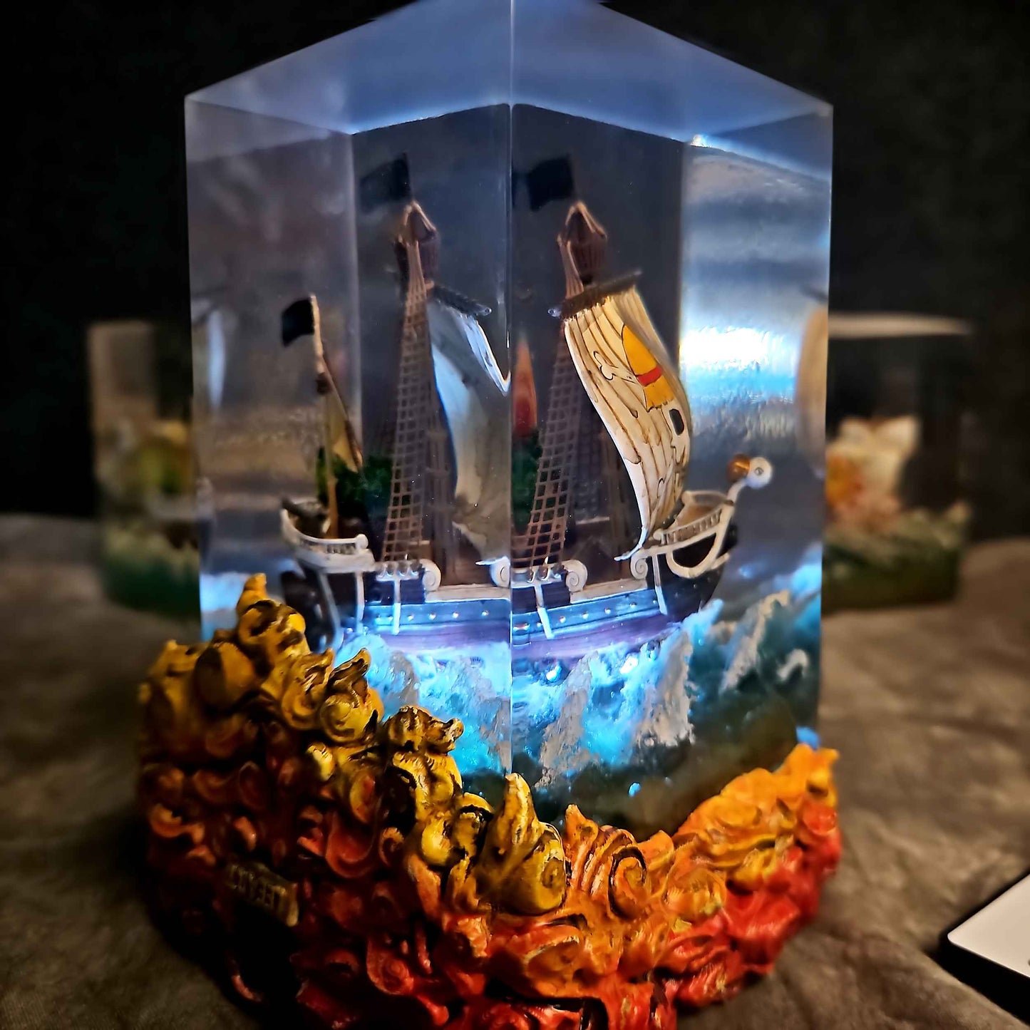 Sheep Pirate Ship Resin Lamp