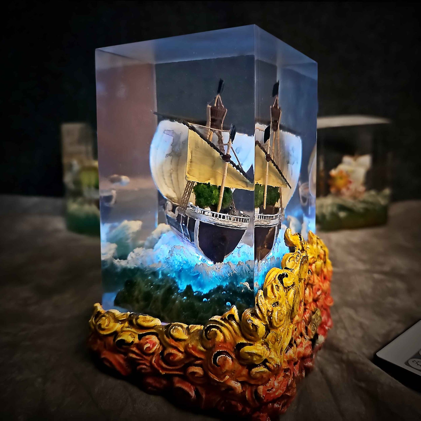 Sheep Pirate Ship Resin Lamp
