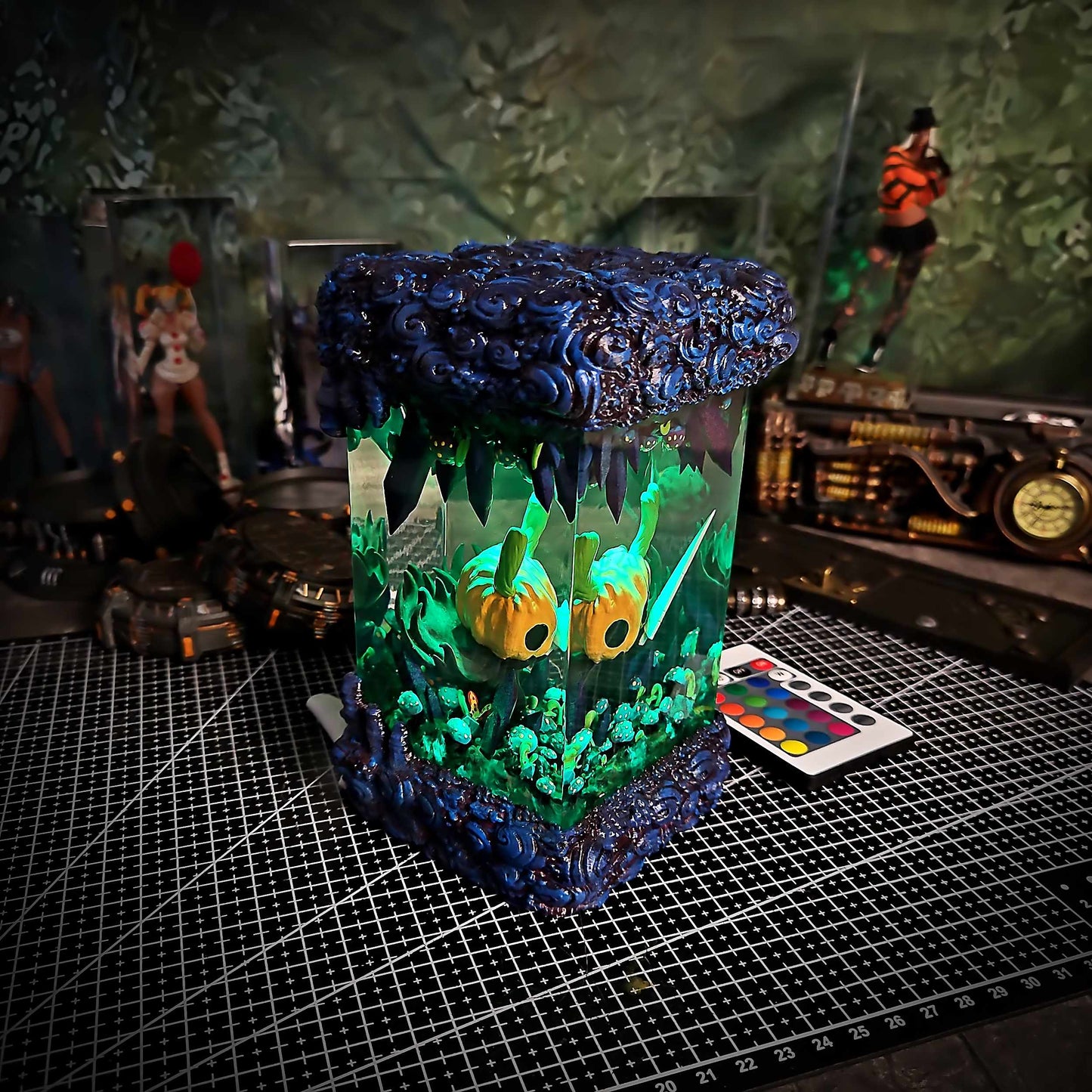 Spectral Bug Pilgrim Halloween Resin Lamp