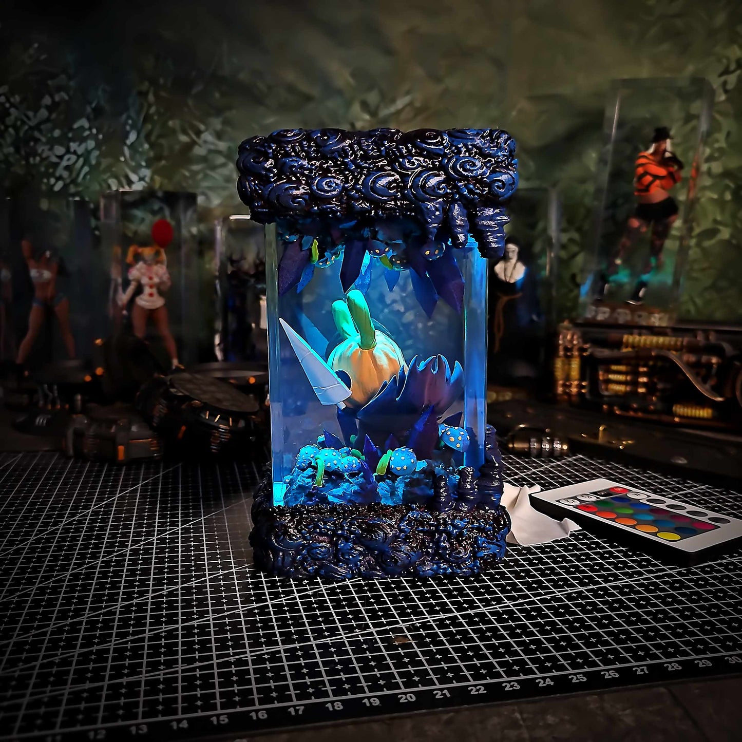 Spectral Bug Pilgrim Halloween Resin Lamp