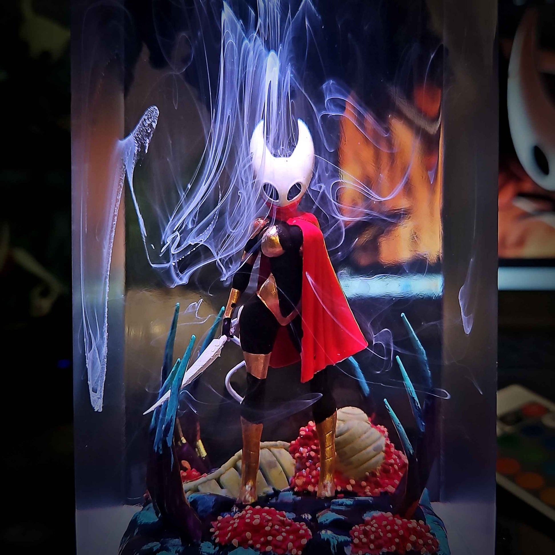 Crimson Needle Warrior Resin Lamp