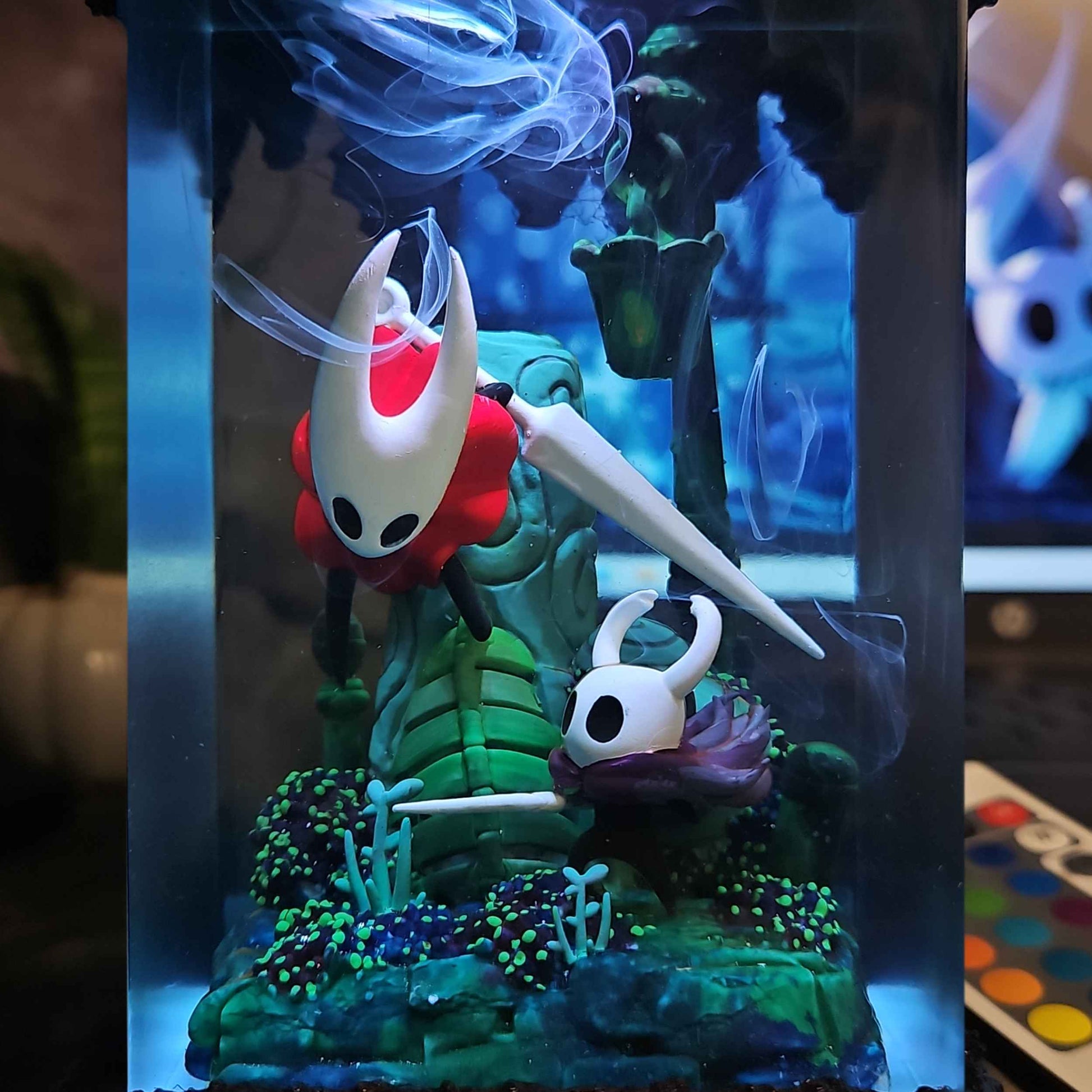 Crimson Needle Warrior And Pale Vessel Wanderer Resin Lamp