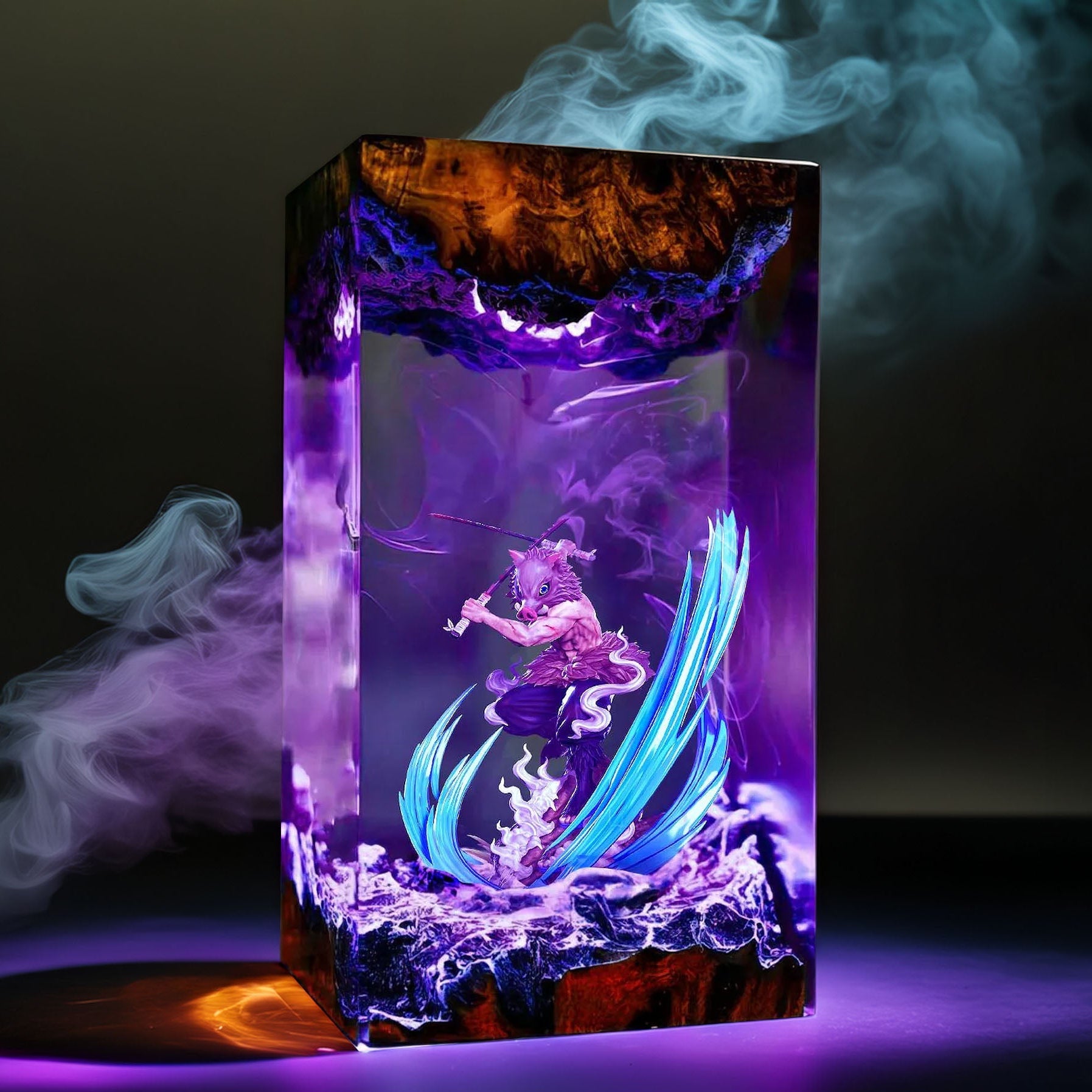 Boar Headed Wild Swordsman Resin Lamp
