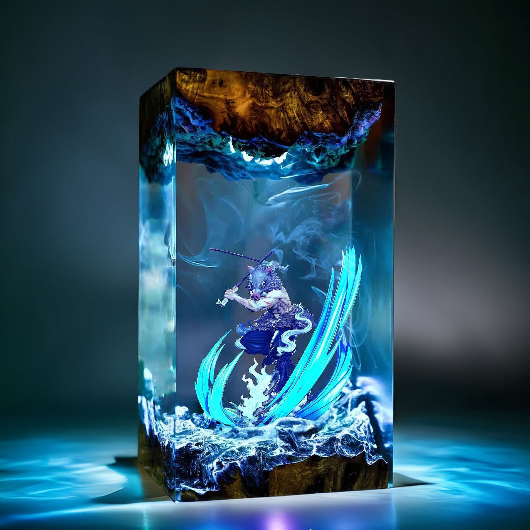 Boar Headed Wild Swordsman Resin Lamp