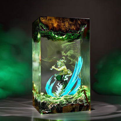 Boar Headed Wild Swordsman Resin Lamp