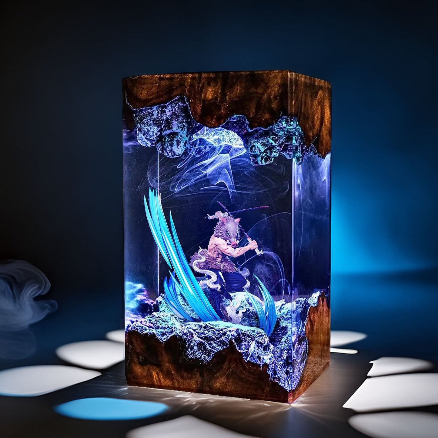 Boar Headed Wild Swordsman Resin Lamp