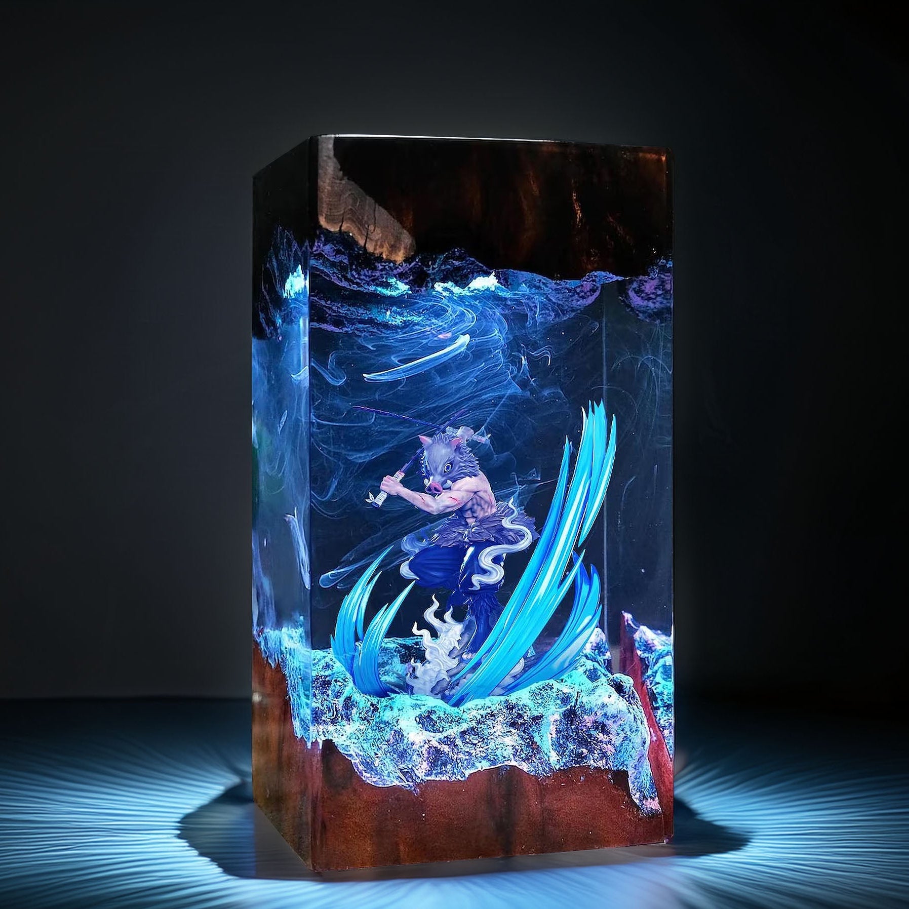 Boar Headed Wild Swordsman Resin Lamp