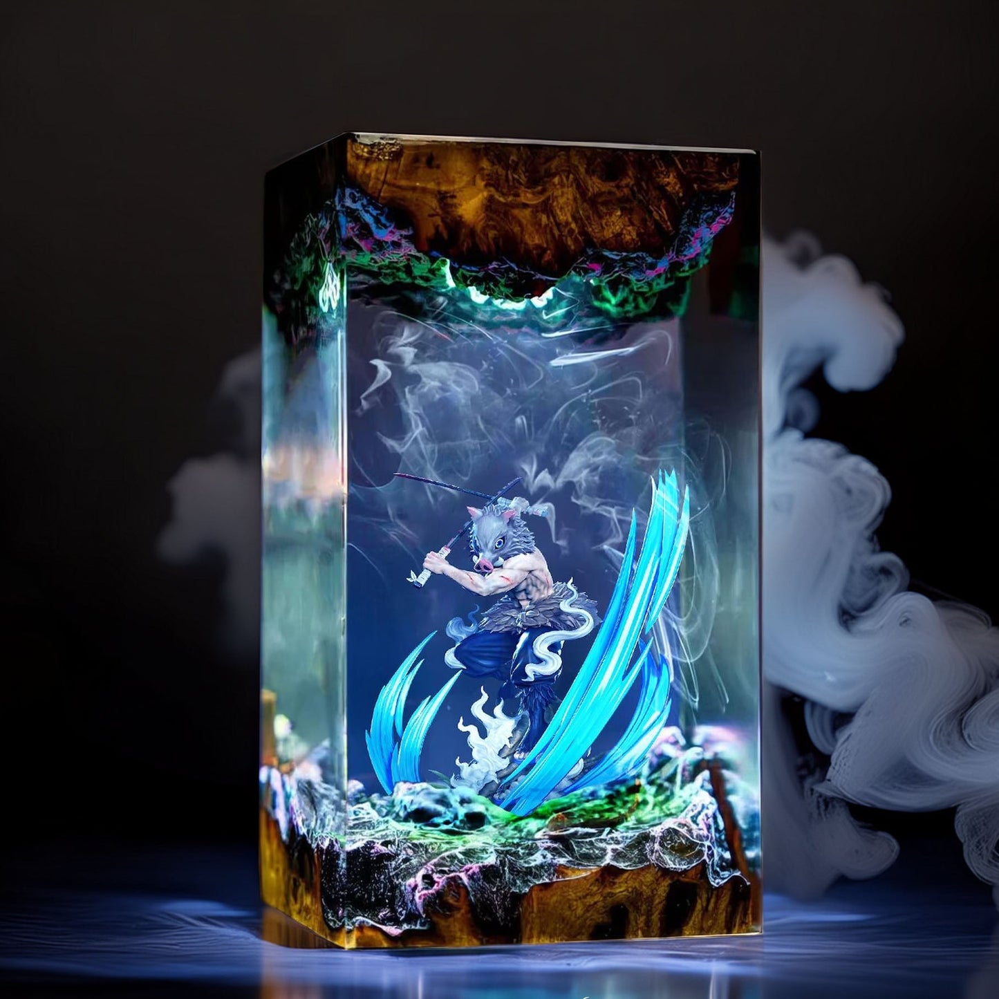 Boar Headed Wild Swordsman Resin Lamp