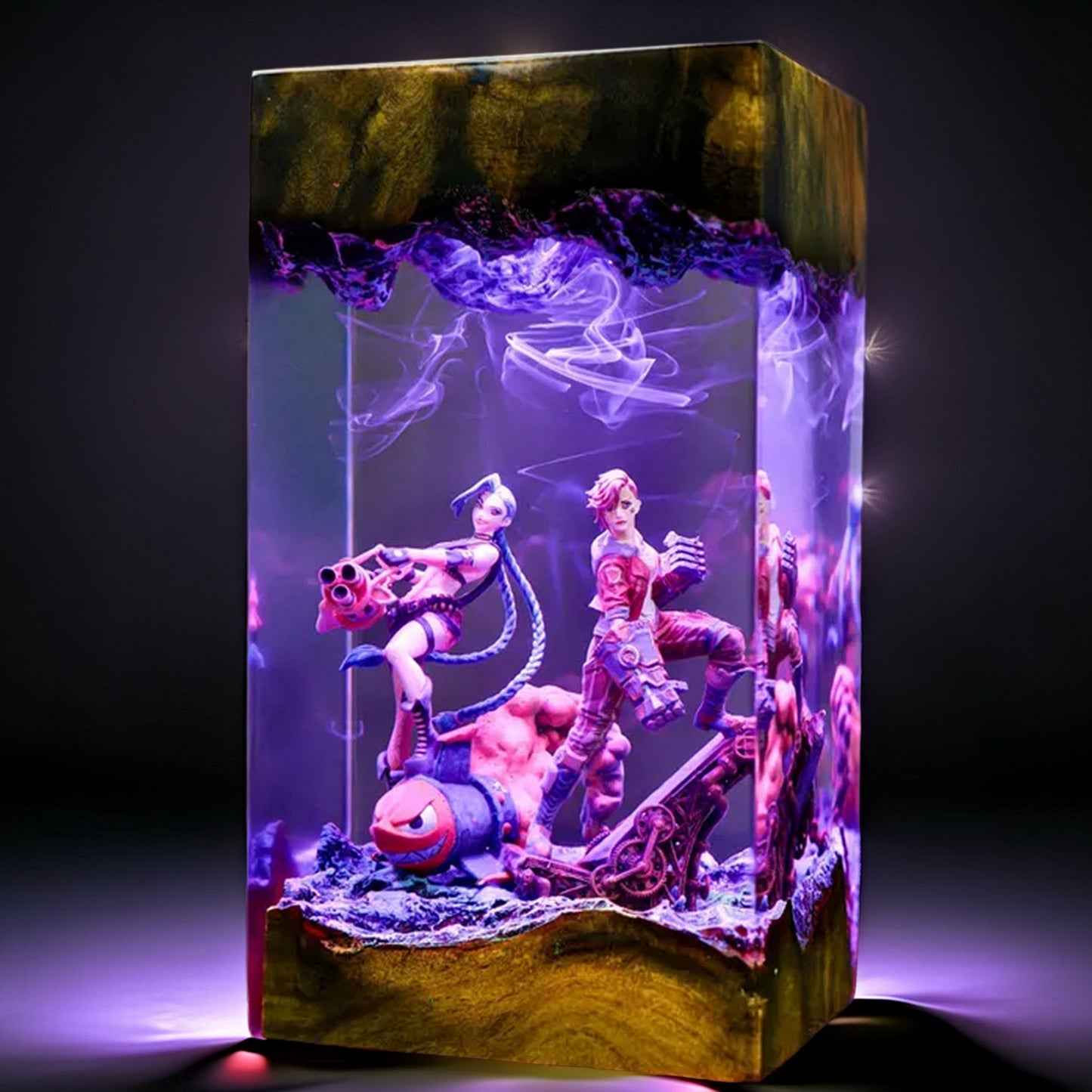Pigtailed Misfit And Boxer Sisters Resin Lamp