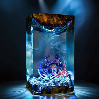 Six Eyed Moon Demon And Crimson Sun Swordsman Resin Lamp