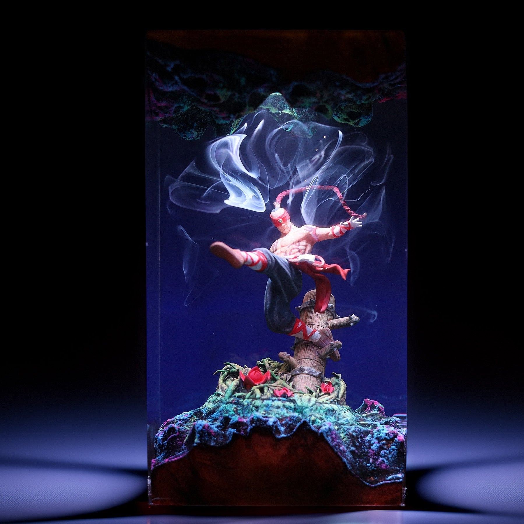 Blind Monk Martial Artist Resin Lamp