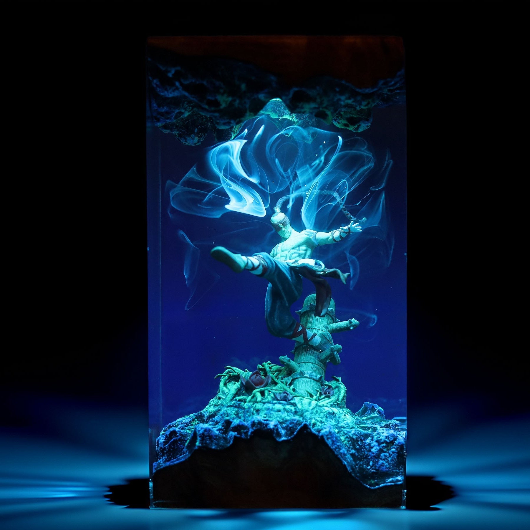 Blind Monk Martial Artist Resin Lamp
