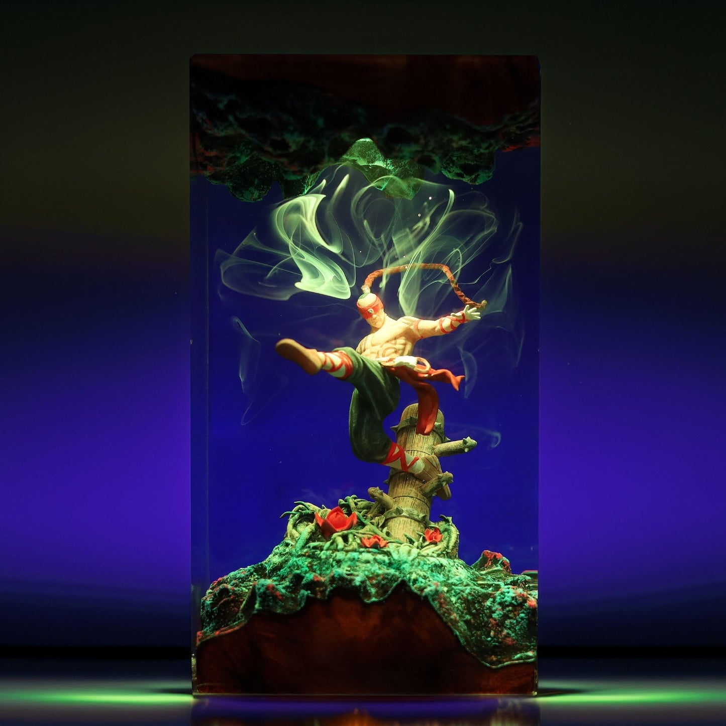 Blind Monk Martial Artist Resin Lamp