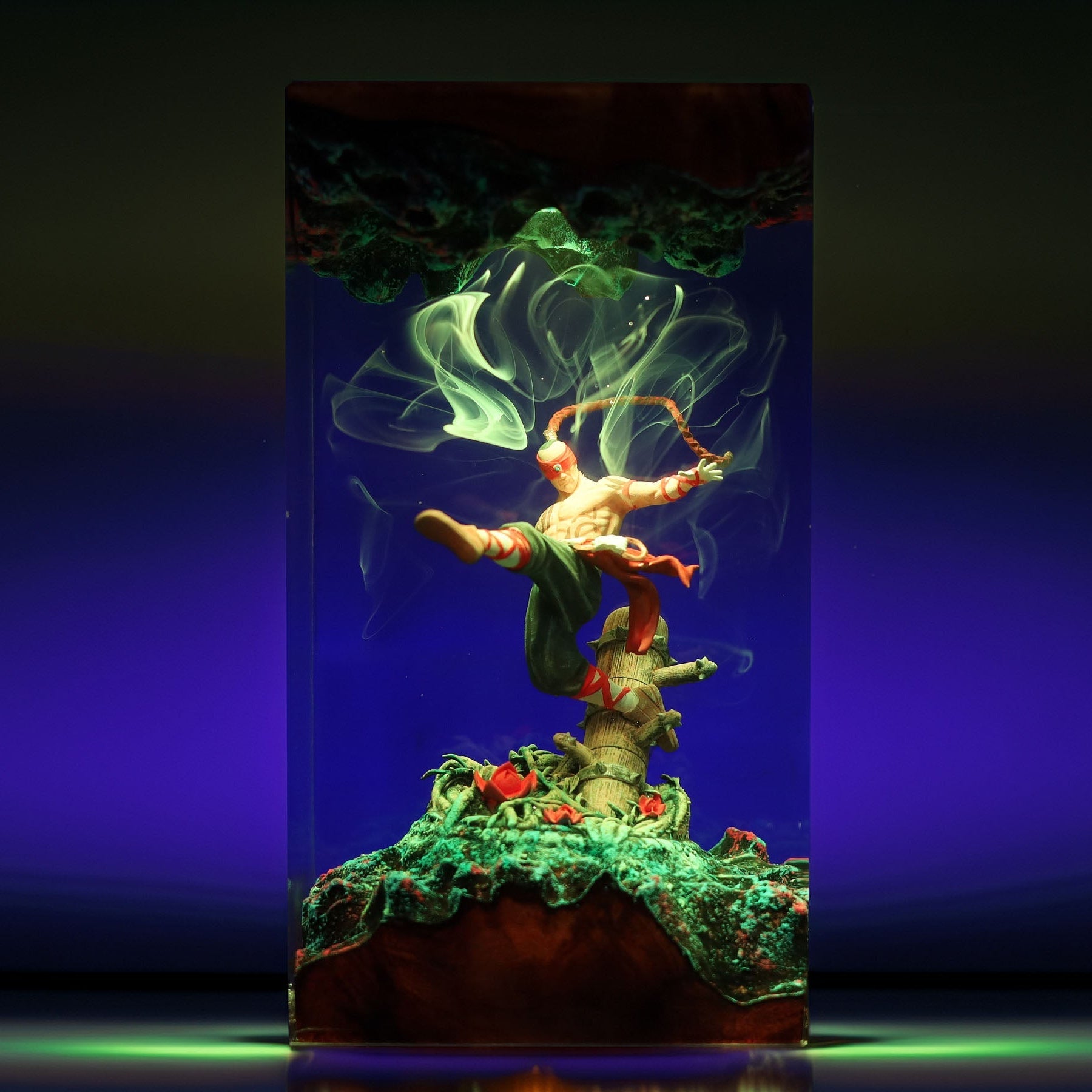 Blind Monk Martial Artist Resin Lamp