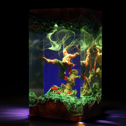 Blind Monk Martial Artist Resin Lamp