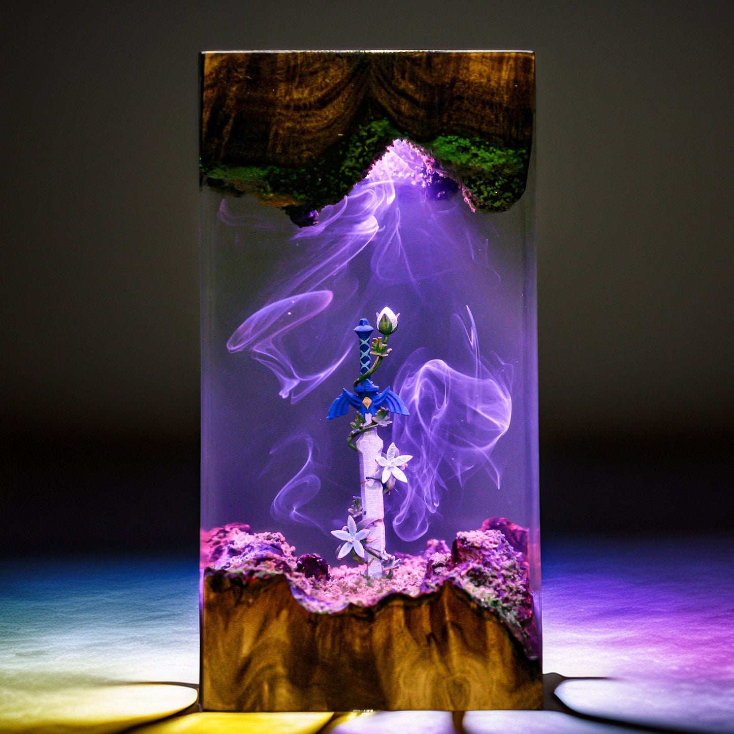 Sacred Blade & Royal Realm Flower Resin Lamp