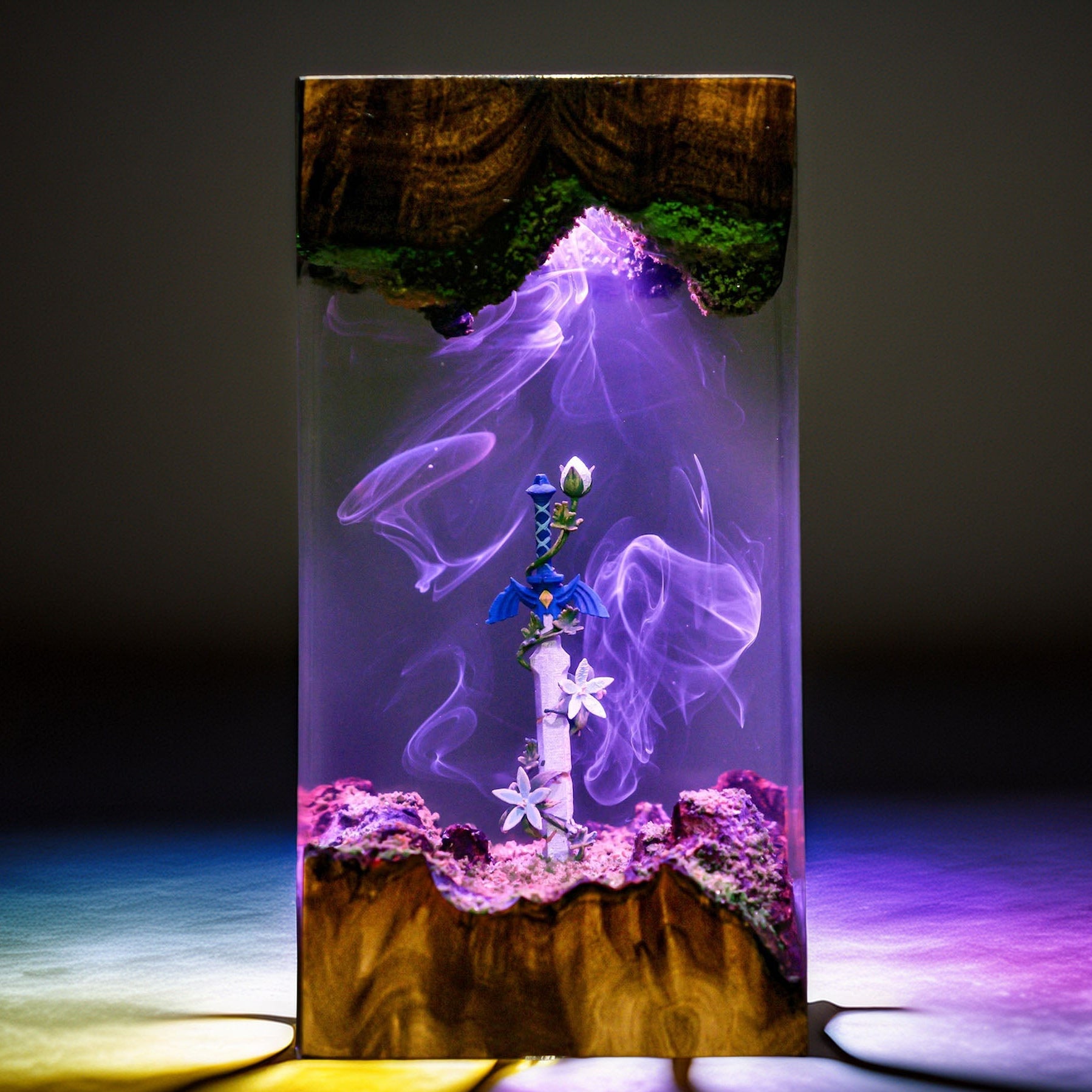 Sacred Blade & Royal Realm Flower Resin Lamp