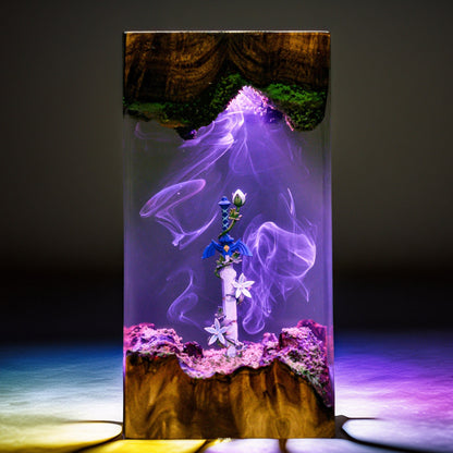 Sacred Blade & Royal Realm Flower Resin Lamp