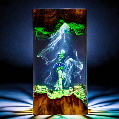 Sacred Blade & Royal Realm Flower Resin Lamp