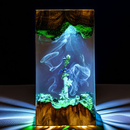 Sacred Blade & Royal Realm Flower Resin Lamp