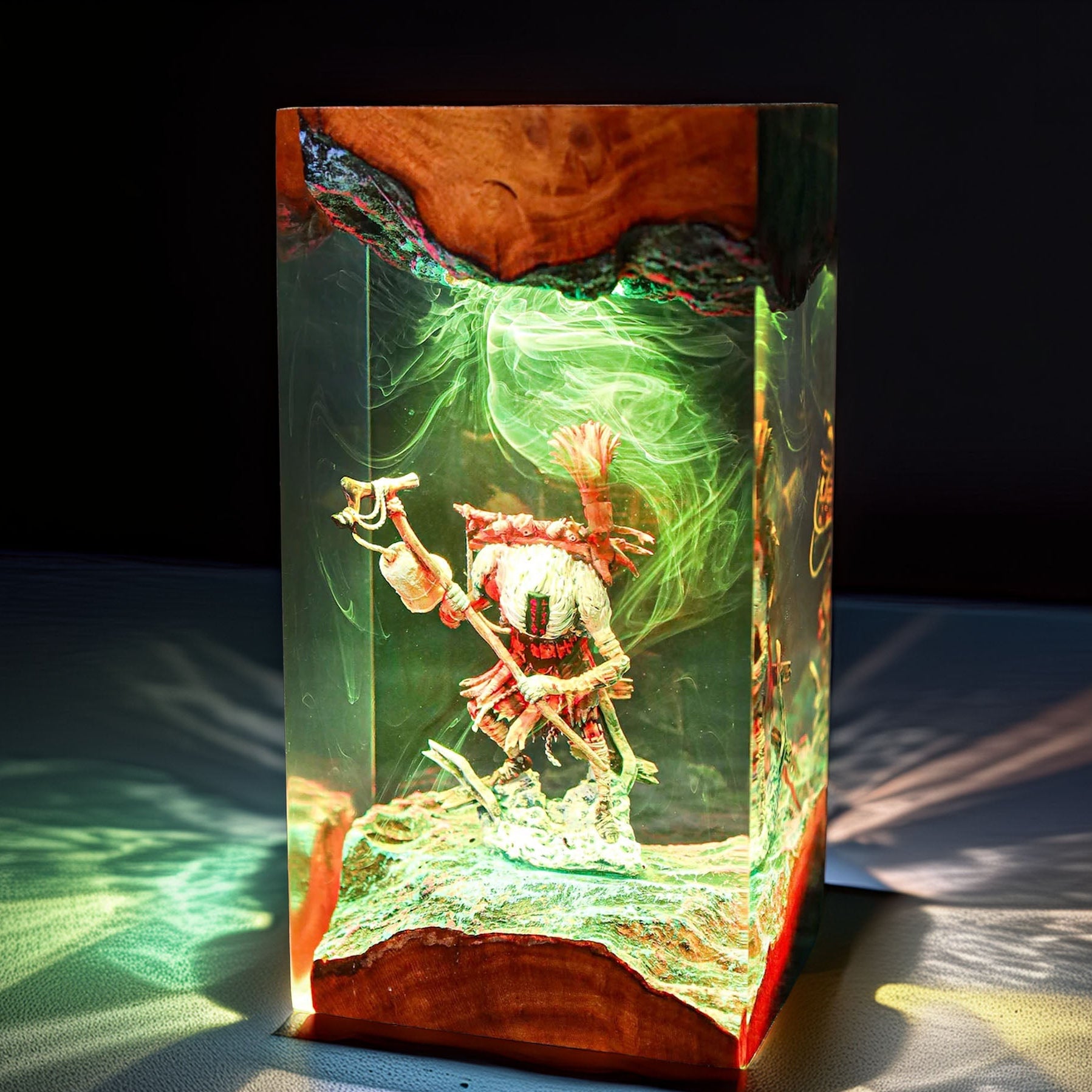 Mask Wearing Forest Companion Resin Lamp