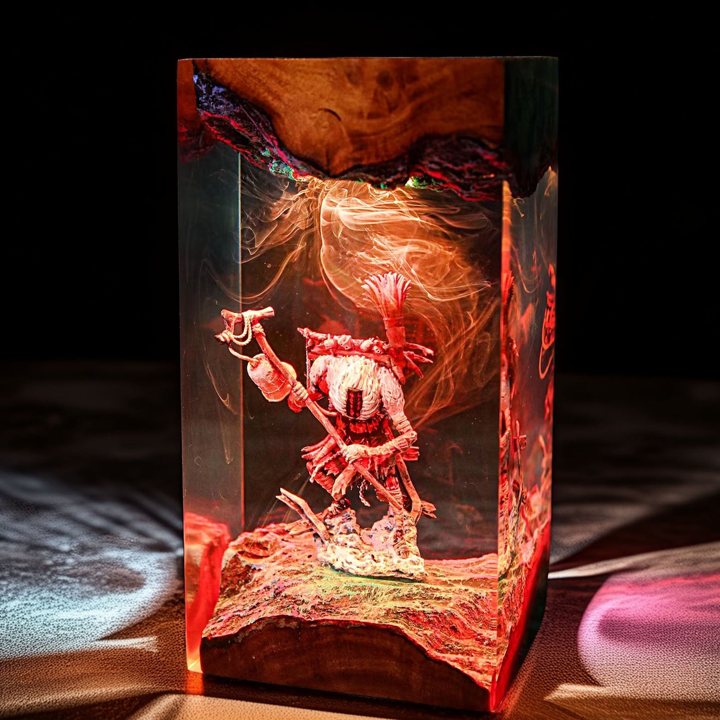 Mask Wearing Forest Companion Resin Lamp
