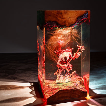 Mask Wearing Forest Companion Resin Lamp
