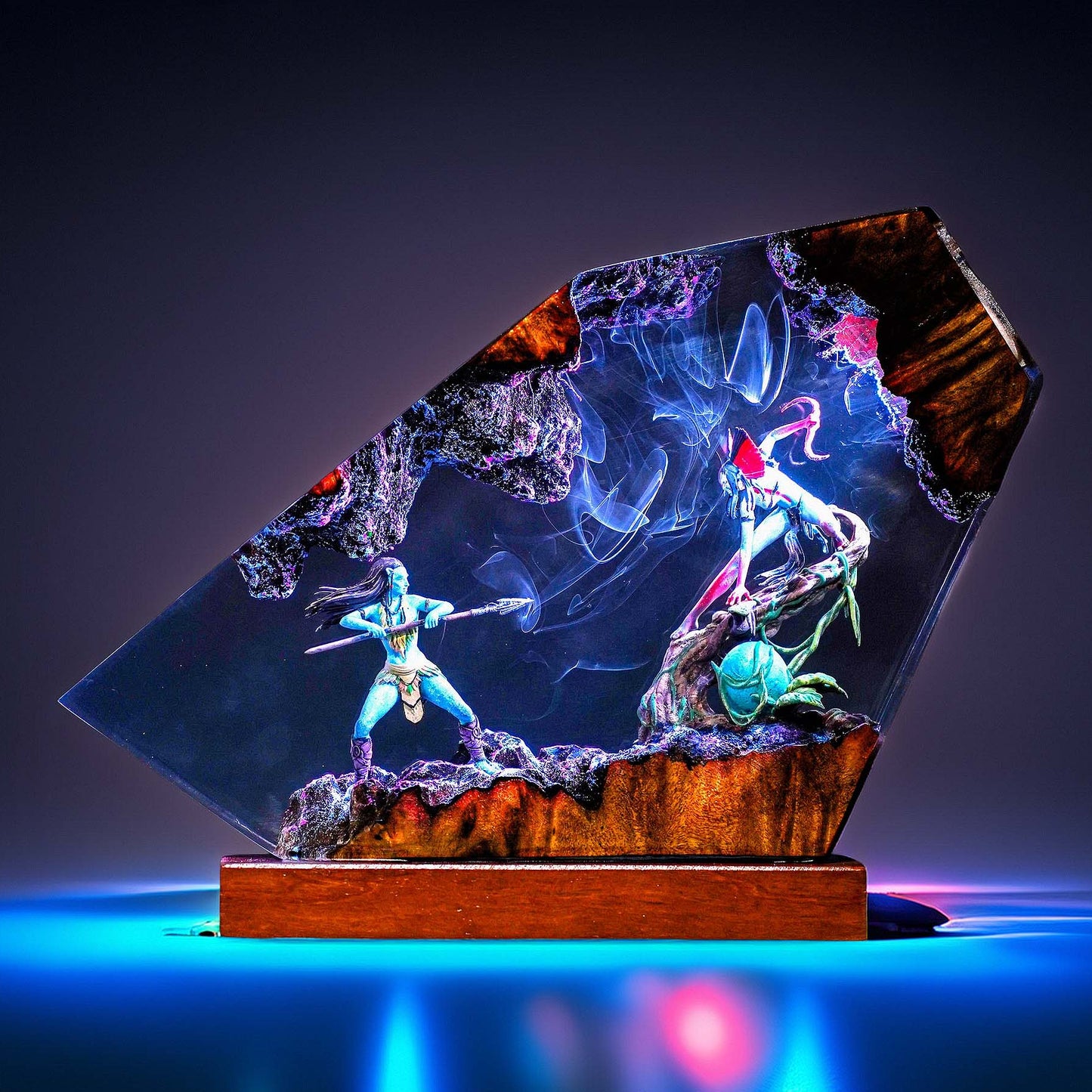 Blue Native Warrior & Hero Resin Lamp